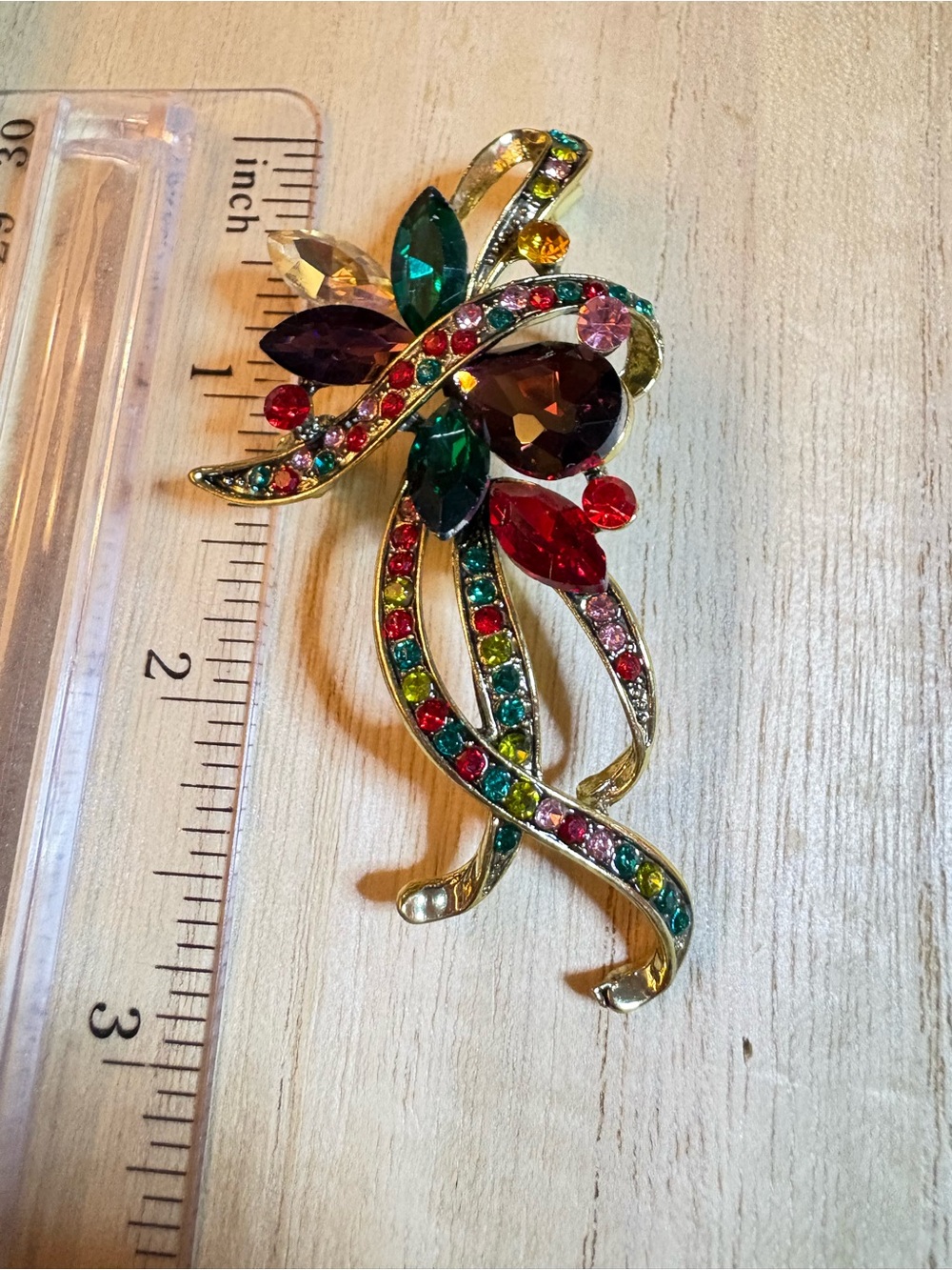 Multicolor Rhinestone Flower Brooch - Picture 4 of 5